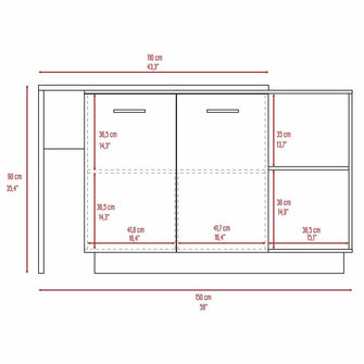 Mueble Multiusos Eris, Macadamia y Blanco, con Dos Puertas Batientes