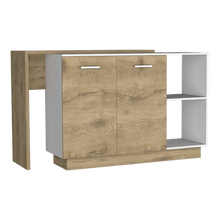 Mueble Multiusos Eris, Macadamia y Blanco, con Dos Puertas Batientes