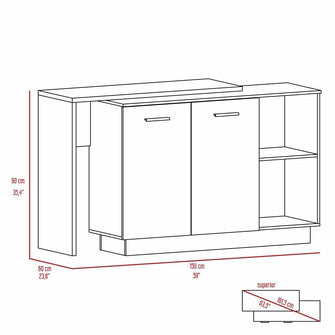 Mueble Multiusos Eris, Macadamia y Blanco, con Dos Puertas Batientes