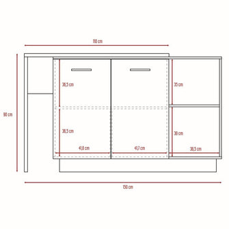 Barra de Cocina Eris, Café Claro y Blanco, con Dos Puertas Batientes ZF