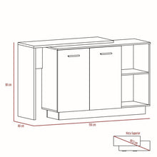 Barra de Cocina Eris, Café Claro y Blanco, con Dos Puertas Batientes ZF