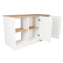 Barra de Cocina Samara, Blanco y Café Claro, con Dos Puertas y Entrepaños ZF