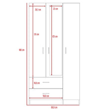 Closet Bernal, Chocolate y Blanco, con Tubo Cromado, Dos Cajones y Un Espejo