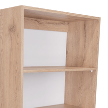 Biblioteca Home, Macadamia y Blanco Duqueza, con Cinco Entrepaños y Dos Puertas Abatibles