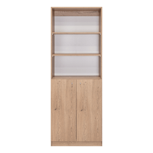 Biblioteca Home, Macadamia y Blanco Duqueza, con Cinco Entrepaños y Dos Puertas Abatibles