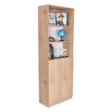 Biblioteca Home, Macadamia y Blanco Duqueza, con Cinco Entrepaños y Dos Puertas Abatibles