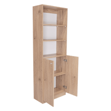 Biblioteca Home, Macadamia y Blanco Duqueza, con Cinco Entrepaños y Dos Puertas Abatibles