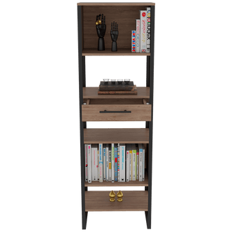 Biblioteca Korina, Miel, con Espacio Para Ubicar Libros y Objetos Decorativos