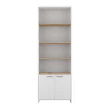 Biblioteca Midas,Blanco Perla Y Café claro, con Entrepaños y Amplio Espacio de Almacenamiento ZF