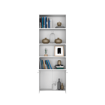 Mueble Multiusos Milán, Blanco Duqueza, con Dos Puertas Abatibles y Cuatro Entrepaños