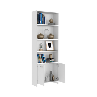 Mueble Multiusos Milán, Blanco Duqueza, con Dos Puertas Abatibles y Cuatro Entrepaños