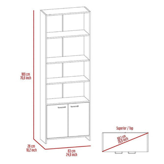 Mueble Multiusos Milán, Blanco Duqueza, con Dos Puertas Abatibles y Cuatro Entrepaños