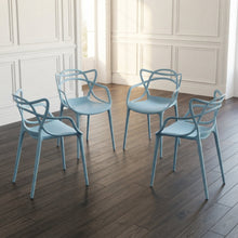 Set de 4 Sillas Palermo, Color Azul Claro, con Espaldar y Diseño Moderno