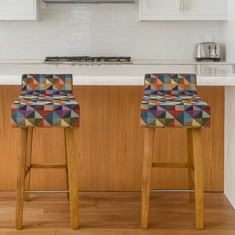 Set X 2 Silla Bar Madera 85x32x44.5cm Tapizada Colors