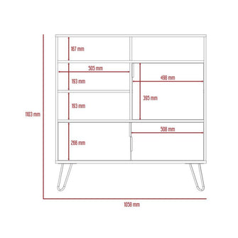 Mueble Organizador Burga, Avellana y Humo, con Cuatro Entrepaños Dobles X2