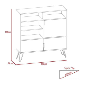 Mueble Organizador Burga, Avellana y Humo, con Cuatro Entrepaños Dobles X2