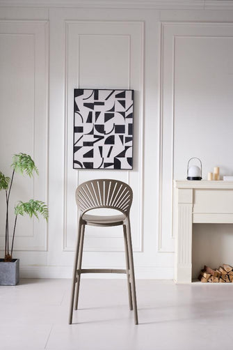 Butaco para Barra Paraiso, Color Taupe, Diseño Moderno