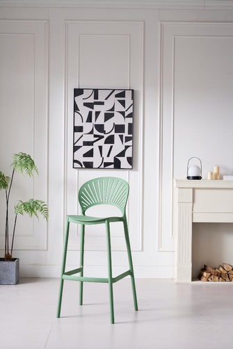 Butaco para Barra Paraiso, Color Verde Olivo, Diseño Moderno