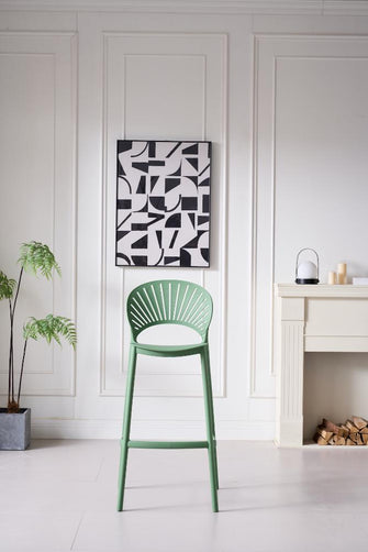 Butaco para Barra Paraiso, Color Verde Olivo, Diseño Moderno