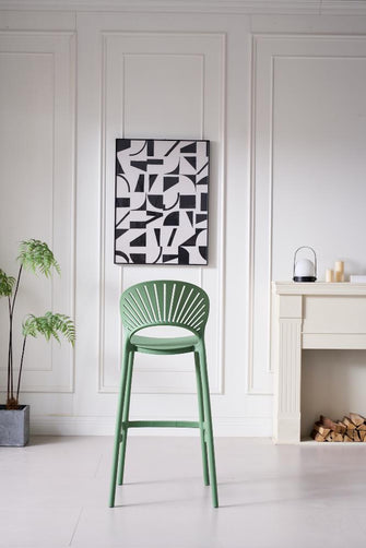 Butaco para Barra Paraiso, Color Verde Olivo, Diseño Moderno