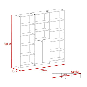 Combo de Bibliotecas Home Eco, Macadamia Incluye Tres Bibliotecas - VIRTUAL MUEBLES