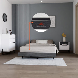 Combo Para Habitación Quito, Incluye Cama - Colchón - Mesa de Noche - Organizador y Espejo