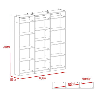 Combo de Bibliotecas Home, Wengué, Incluye Tres Bibliotecas sin puertas y Tres Complementos