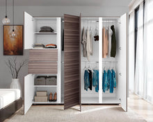 Closet Antalya 200x200, Avellana y Blanco, con 5 puertas abatibles