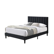 Cama Doble Lisa, Negro, madera roble tapizada