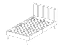 Cama Doble Tania, Gris Oscuro, madera roble tapizada
