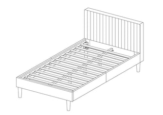 Cama Doble Tania, Gris Oscuro, madera roble tapizada