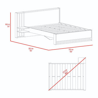 Cama Doble Vanez, Fresno Europeo, con espaldar alto incluyendo tendida de tablas