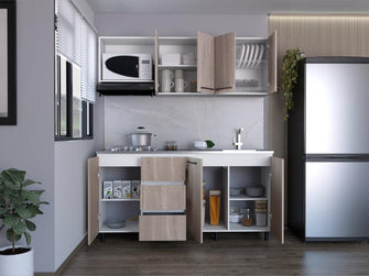 Cocina Integral 180 Elied, Blanco Duqueza y Bardolino, Incluye Mesón Derecho