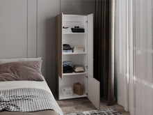 Closet Beico II, Bardolino y Blanco Duqueza, con tres Puertas Abatibles y cuatro entrepaños