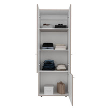 Closet Beico II, Bardolino y Blanco Duqueza, con tres Puertas Abatibles y cuatro entrepaños