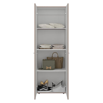 Closet Beico, Bardolino y Blanco Duqueza, con dos Puertas Abatibles y cuatro entrepaños