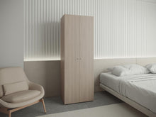 Closet Beico, Bardolino y Blanco Duqueza, con dos Puertas Abatibles y un Tubo cromado