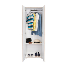 Closet Beico, Positano y Blanco Duqueza, Con Dos Puertas Abatibles y Un Tubo Cromado