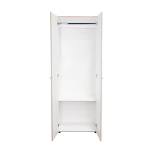 Closet Beico, Positano y Blanco Duqueza, Con Dos Puertas Abatibles y Un Tubo Cromado