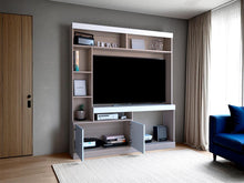Mesa Para Tv Roy, Bardolino y Blanco, con Espacio Para Televisor de 55 Pulgadas