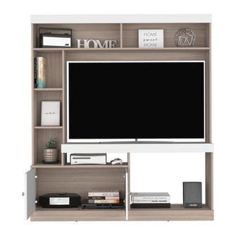 Mesa Para Tv Roy, Bardolino y Blanco, con Espacio Para Televisor de 55 Pulgadas