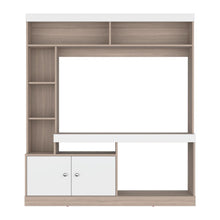 Mesa Para Tv Roy, Bardolino y Blanco, con Espacio Para Televisor de 55 Pulgadas
