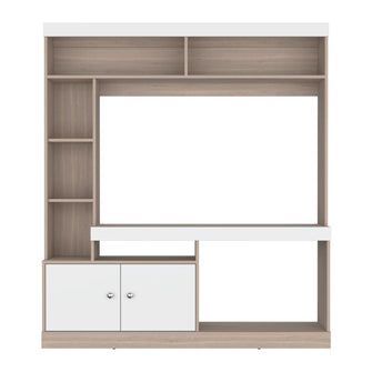 Mesa Para Tv Roy, Bardolino y Blanco, con Espacio Para Televisor de 55 Pulgadas