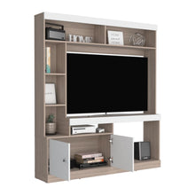 Mesa Para Tv Roy, Bardolino y Blanco, con Espacio Para Televisor de 55 Pulgadas