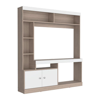 Mesa Para Tv Roy, Bardolino y Blanco, con Espacio Para Televisor de 55 Pulgadas