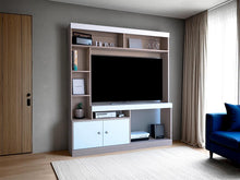 Mesa Para Tv Roy, Bardolino y Blanco, con Espacio Para Televisor de 55 Pulgadas