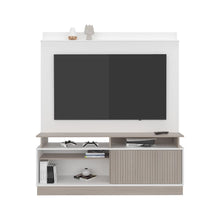 Mesa Para Tv Thun, Blanco Duqueza y Bardolino, con espacio central para tv de hasta 70"