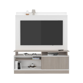 Mesa Para Tv Thun, Blanco Duqueza y Bardolino, con espacio central para tv de hasta 70"