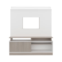 Mesa Para Tv Thun, Blanco Duqueza y Bardolino, con espacio central para tv de hasta 70"