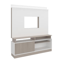 Mesa Para Tv Thun, Blanco Duqueza y Bardolino, con espacio central para tv de hasta 70"
